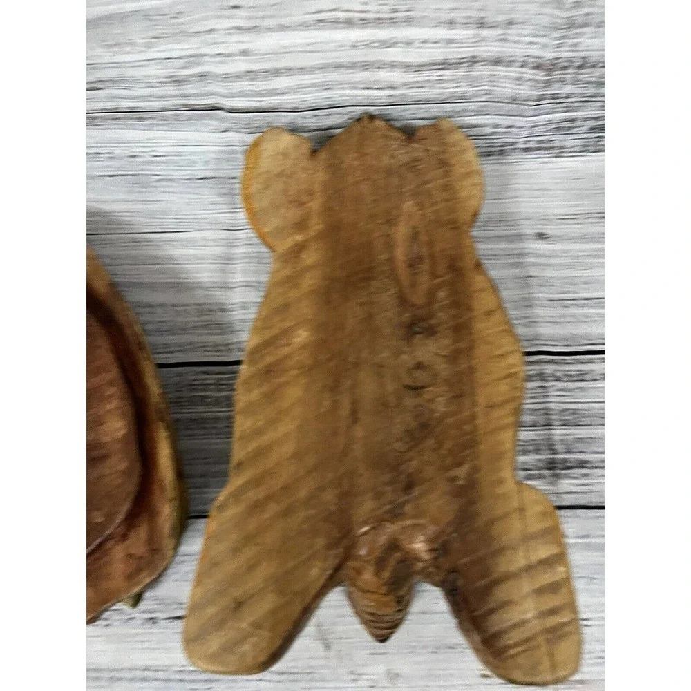 Hand Carved Crafted Wooden Sea Turtle Mom Carrying Baby 2pc Box with Lid Art